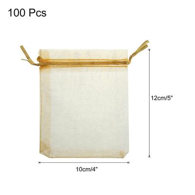 100pcs Organza Bags Drawstring Favor Pouches Sheer Mesh Bag for Gift