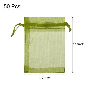 50pcs Organza Bags Drawstring Favor Pouches Sheer Mesh Bag for Gift