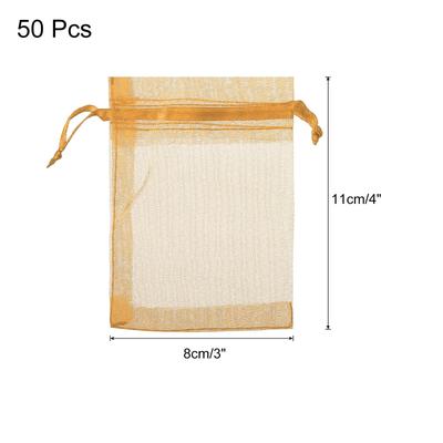 50pcs Organza Bags Drawstring Favor Pouches Sheer Mesh Bag for Gift