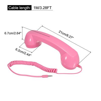 3.5mm Retro Telephone Handset Phone Telephone Receiver Smooth Pink