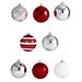 64ct Red and Silver Shatterproof 8-Finish Christmas Ball Ornaments 3" (80mm)