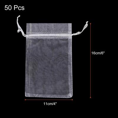50pcs Organza Bags Drawstring Favor Pouches Sheer Mesh Bag for Gift