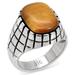KUNEREN TK129 - High polished (no plating) Stainless Steel Ring with Synthetic Tiger Eye in Topaz