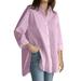 Wendunide 2024 Clearance Sales Shirts for Women Solid Top Sleeve Long Blouse Loose Size Button Women s Plus Casual Shirt Women s Blouse Womens T-Shirts Purple 4XL