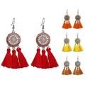 Naierhg Earrings Bohemian Charming Look Alloy Sunflower Tassel Dangle Jewelry Earrings for Birthday