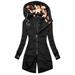 Wendunide 2024 Clearance Sales Hoodies for Women Women Fashion Floral Print Jacket Zipper Pocket Sweatshirt Long Sleeve Coat Womens Hoodies Black 3XL