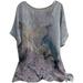 iOPQO womens t shirts Summer Womens Short Sleeve Crew Neck Floral Printed Loose Top T Shirts Casual Tunic Tee Blouse t shirts for women Grey + L