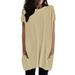wendunide blouses for women Womens Summer Casual Solid Loose Pullover Crewneck Shirts Short Sleeve Tunic Tops Blouse With Pockets Womens T-Shirts Khaki XL