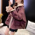 PIKADINGNIS Autumn Winter Women Corduroy Jacket Korean Loose Thicken Warm Fleece Coat Woman Casual Pocket Zipper Lamb Wool Outwear