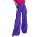 JDEFEG Women Pants Casual Straight Women s Wide Leg Drag Pants Straight Suit Pants High Waist Loose Casual Pants Dress Pants Big and Tall Polyester Purple Xl