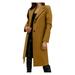 wendunide coats for women Women s Faux Wool Thin Coat Trench Jacket Ladies Slim Long Overcoat Outwear Womens Fleece Jackets Khaki XL