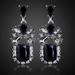 Naierhg Women Vintage Black Square Waterdrop Cubic Zircon Eardrop Dangle Earrings Jewelry