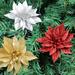 Hadanceo 10 Pcs/Set Flower Decor Plastic Sparkling Christmas Fake Poinsettia Ornaments for Home