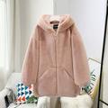 PIKADINGNIS Fashion Faux Fur Coat Women Winter Thicken Casual Loose Hooded Overcoat Female Solid Long Sleeve Warm Plush Jacket