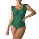 KaLI_store Swimsuit Women Women One Piece Swimsuits O Ring Red Strappy Lace Up Monokini Swimsuits Bathing Suit Green XL