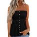 wendunide tank top for women Women Summer Casual Wrap Top Solid Color Button Decoration Solid Color Wrap Top Womens Tanks Black XXL