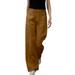 XINSHIDE Women Pants Dressy Solid Color Mid Waist Full Leisure Wide-Leg Pants Women Pants Trendy