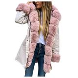 Aayomet Coat Women Women s Long Softshell Jacket with Removable Hood Insulated Warm Lined Winter Coat Waterproof Parka Beige 5XL