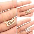 Naierhg 1980-2019 Birth Year Number Charm Pendant Stainless Steel Chain Necklace Jewelry