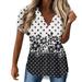 XINSHIDE Blouses Summer Womens Short Sleeve Wavy V Neck Floral Printed Shirts Top Casual Loose Shirts Tee Blouse Women Tops And Bloues