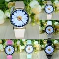 Naierhg Women Daisy Wrist Watch Quartz Analog Faux Leather Band Flower Pattern