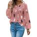 Women s Long Sleeve V Neck T Shirts Women Button down Blouse Womens Print Color V Neck Long Sleeve Blouse Chiffon Casual Fashion Shirt Tops Classic Shirt Womens Tee Pack