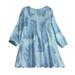 iOPQO womens t shirts Womens Casual Plus Size Loose Linen Sleeve Print Button Tanic Shirt Blouse t shirts for women Blue + L