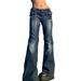 Canrulo Women Y2k Low Waist Baggy Pants Vintage Loose Straight Denim Jeans Wide Leg Straight Trousers Streetwear Dark Blue L