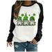 GWAABD Crew Neck Tops for Casual Long Sleeve Crew Neck Printed Pullover Hoodless Sweatshirts Fit Blouse