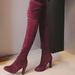 Women s Thigh High Boots Chunky Heel Platform Suede Over The Knee Boots