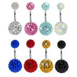 Naierhg Women s Rhinestone Balls Navel Button Barbell Body Piercing Belly Ring