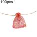 SANWOOD Candy Bags 100Pcs Sweet Heart Print Drawstring Candy Bag Wedding Party Gift Jewelry Pouch