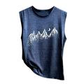 iOPQO tank top for women Women Casual Fashion Printed Sleeveless Top Blouse Tank Camisole womens tank tops Blue + L