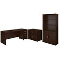 Bush Business Furniture Series C 72W Office Desk with Bookcase and File Cabinets Mocha Cherry