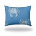 HomeRoots 410470 16 x 4 x 12 in. Blue & White Crab Enveloped Coastal Lumbar Indoor & Outdoor Pillow