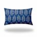 HomeRoots 410048 26 x 4 x 16 in. Blue & White Zippered Tropical Lumbar Indoor & Outdoor Pillow