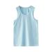 ZIZOCWA Under Shirts for Toddler Girls Girls Toddler Kids Girls Tank Top O-Neck Soild Color Sleeveless Sports Dance Top Gymnastics Dancewear Sky Blue Sky Blue150