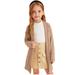 ZIZOCWA Girls Clothes Undershirts for Girls 5-6 Toddler Kids Baby Girls Knitted Sweater Long Sleeve Cardigan Open Front Coats Fall Winter Solid Long J Khaki100