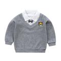 ZIZOCWA Pleated Chest Sleeve T Shirt Shirts Teenage Boys Kids Children Toddler Baby Boys Long Sleeve Gentleman Cute Cartoon Patchwork Bowknot Sweater Grey100