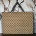 Gucci Bags | Gucci Monogram Signature Print Handle Tote Bag Leather Vintage Canvas Xl #097h | Color: Brown/Tan | Size: 15"Wx12"Hx4"D