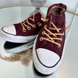 Converse Shoes | Converse 7.5 Burgundy Suede W/ Tan Leather Laces. | Color: Tan | Size: 7.5