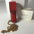 Gucci Bags | New Gucci Necklace Lipstick Holder On A Chain -Red Leather | Color: Red | Size: Os