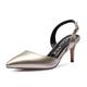 Castamere Pointed Toe Slingback Court Shoes Womens Mid Kitten Heel Pumps Closed Toe Sandals 2.4 in Heel PU Gold Pump EU 42