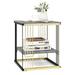 2-Tier Metal Square Side End Table with Removable Shelf-Grey - Grey - 15.5" x 15.5" x 18" (L x W x H)