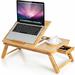 Bamboo Laptop Desk Adjustable Folding Bed Tray w/Drawer