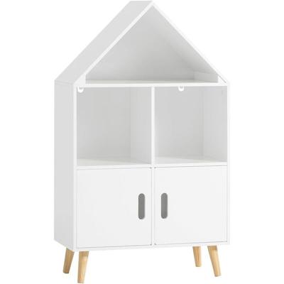 KMB58-W Kinderregal mit Haus-Design Bücherregal für Kinder Aufbewahrungsregal Spielzeugregal