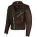 Men ICONIC Motorcycle Premium Natural Buffalo Leather Side Lace Biker Jacket Street Cruiser Brown L