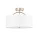 Oukaning Modern Drum Shade Ceiling Light Fixture E26 Base Linen Shade Flush Mount Ceiling Lamp for Living Room Bedroom