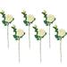 Set of 6 White Real Touch Artificial Rose Stems 26