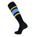 TCK Elite Baseball Football Knee High Striped Socks (E) Black Vegas Gold Baby Blue (L)